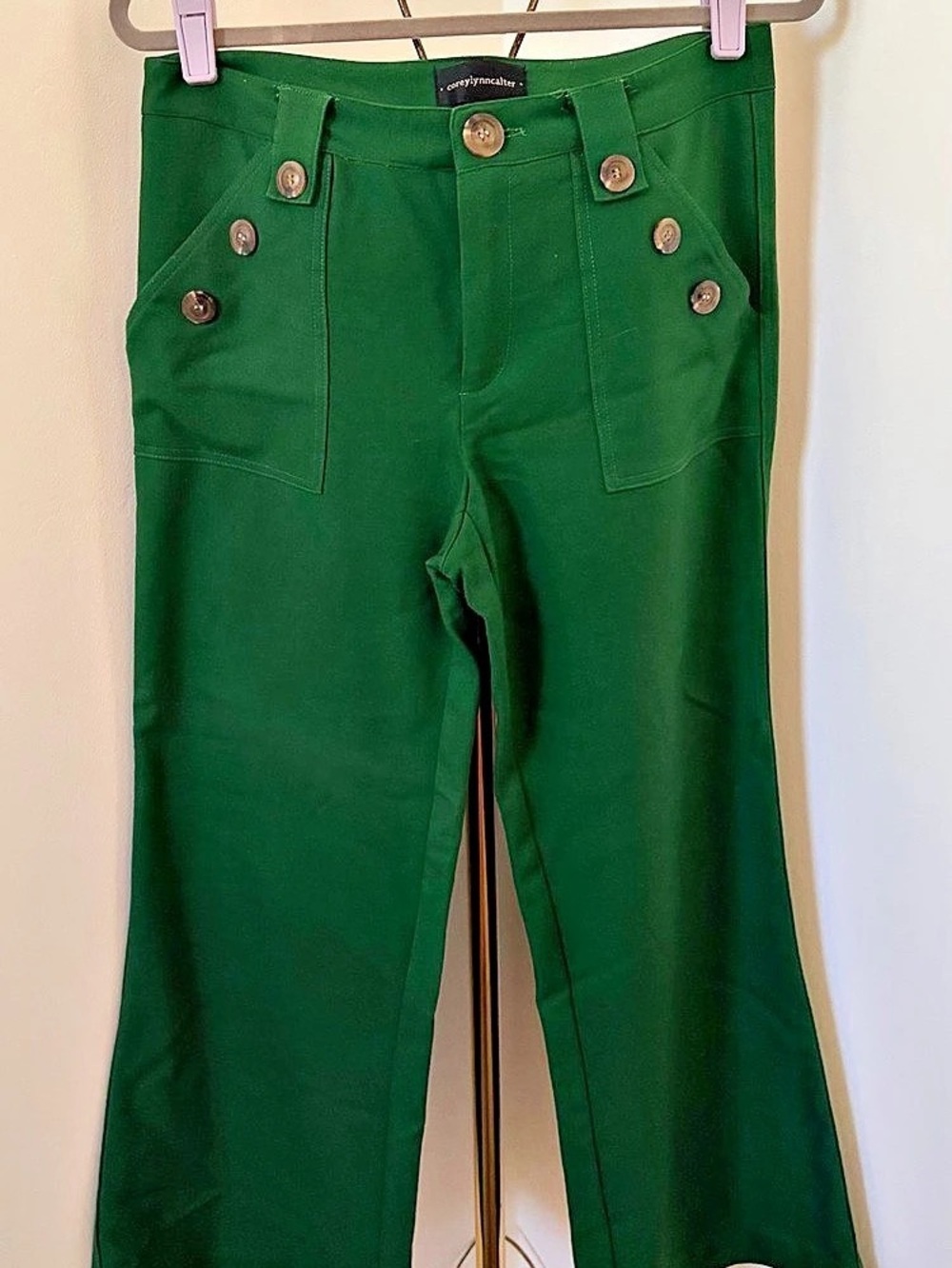 Anthropologie Cory Lynn Calter flare pants Green Size 10